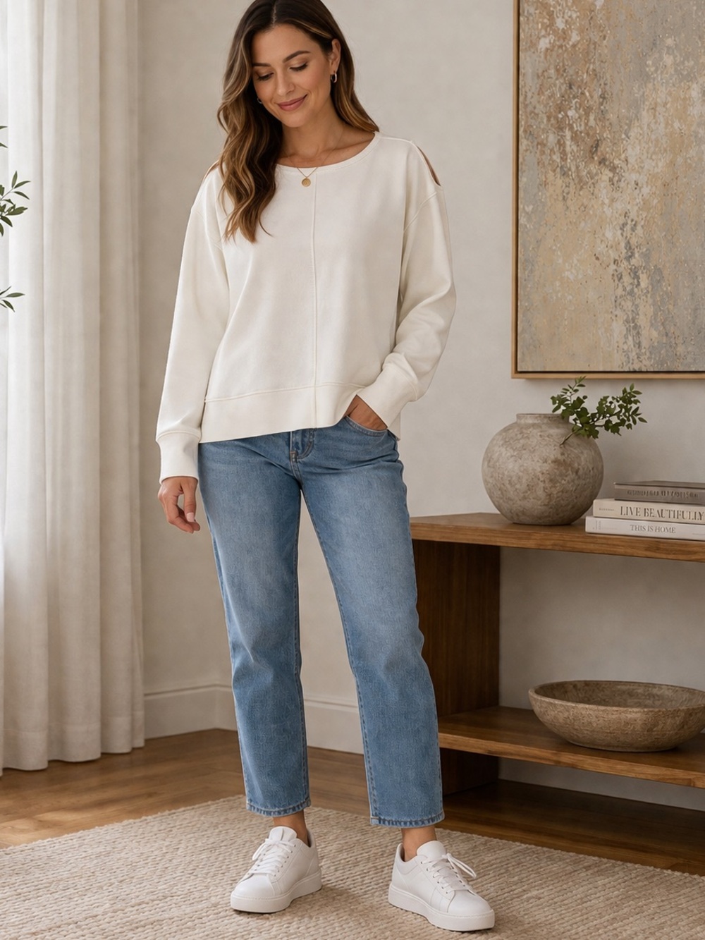 Branded sweater from Hot Kiss with open shoulder